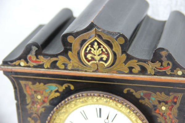 Antique French NAPOLEON III mantel clock inlaid 1880
