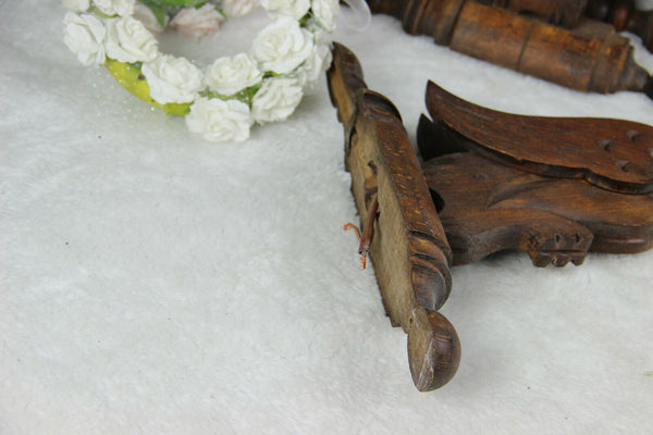 Set 6 Antique French wood carved gothic castle dragon chimaera Sconce wall light