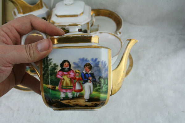 1880 Antique French paris porcelain tea coffee set hand paint