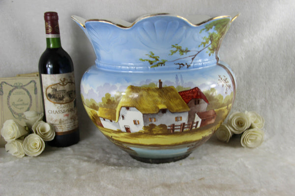 XL Antique 1935 NIMY faience ceramic PLANTER jardiniere country farm house