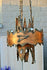 Rare Brutalist Mid century 1970 copper Brass torch Cut Chandelier attr. Greene