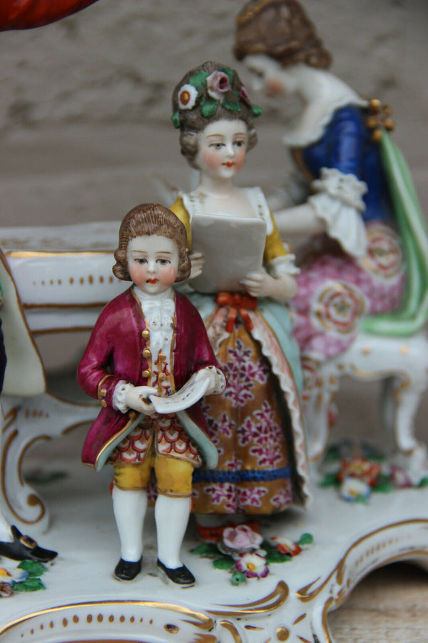 Antique German sax marked porcelain group musicians family