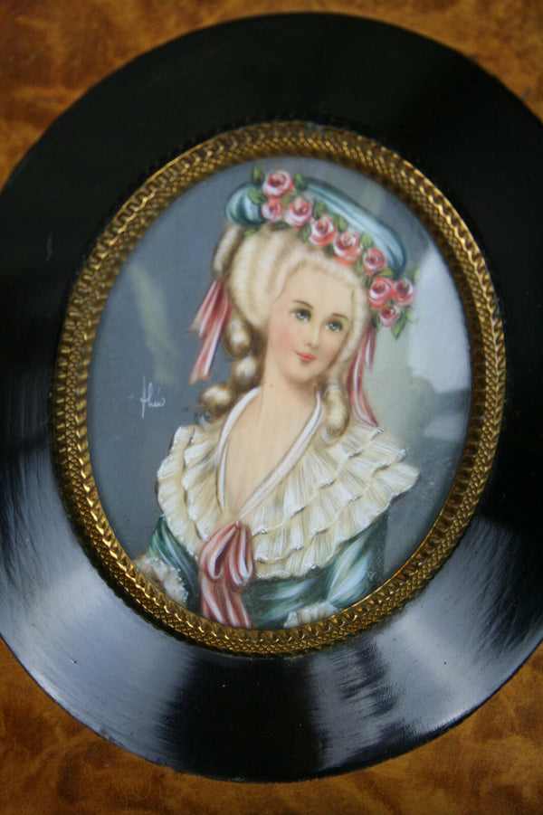 PAIR Miniature portraits Napoleon II Victorian high society woman painting
