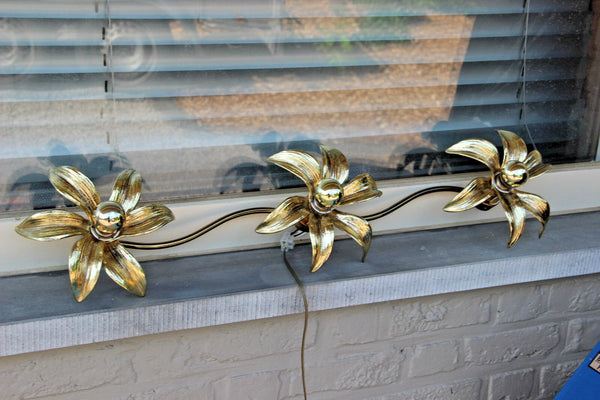 Mid century Brass flower wall Ceiling lamp sconce by massive 1970 Willy Daro