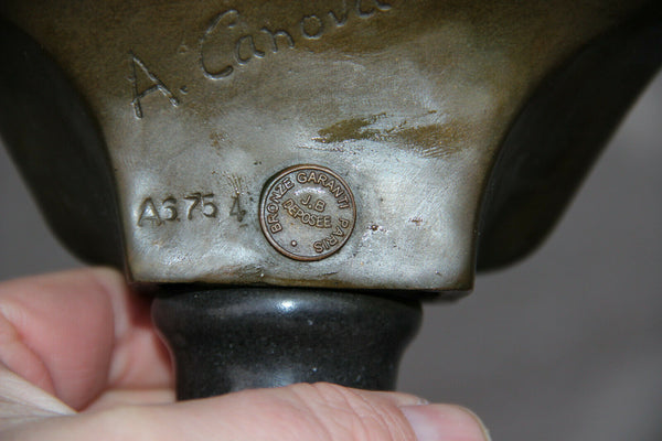 Antique Napoleon Bronze bust figurine on stone base marked signed n2