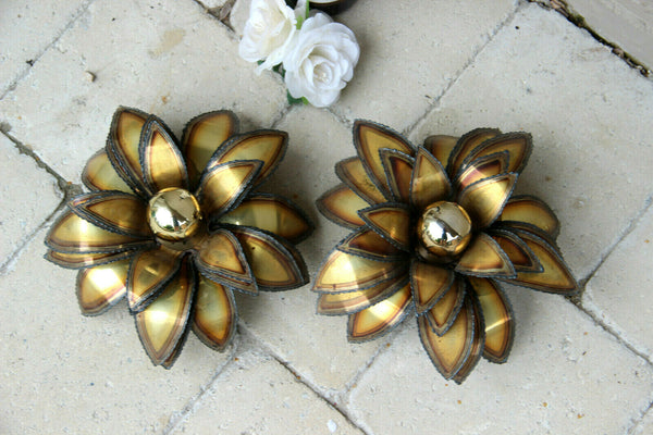 Mid century hollywood regency PAIR wall lights sconces leaves Maison jansen KOGL