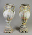 HUGE pair French 1900 marked faience porcelain sea horse dragon vases floral