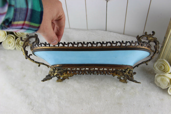 Antique French 1925 Centerpiece coupe table in sevres porcelain hand paint