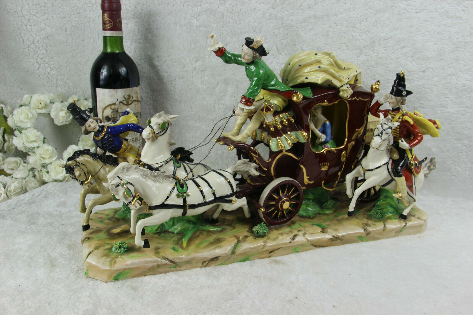 XL German potschappel DRESDEN porcelain mark large Coach carriage princess group