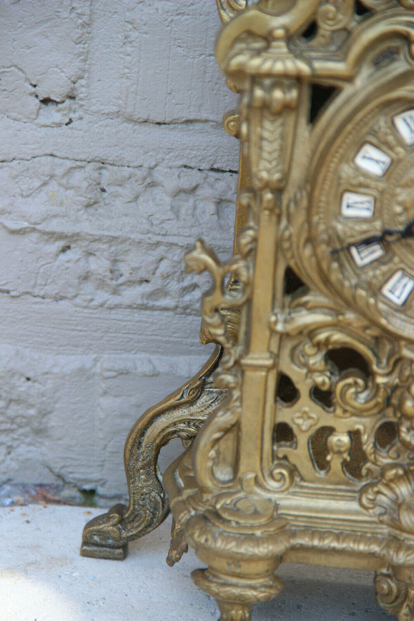 French antique Bronze Clock Lion head