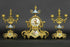 Antique 1860 SEVRES porcelain putti floral plaques clock set candlelabras