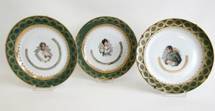 Set 3 French LIMOGES porcelain marked Plates Napeleon Josephine Aiglon portrait