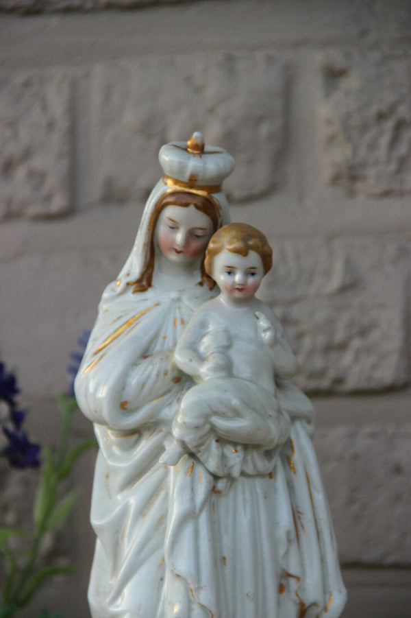 LARGE Antique vieux paris porcelain Madonna religious figurine