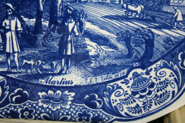 Large Delft Blue white Pottery Dutch plate marked porcelain chemkefa