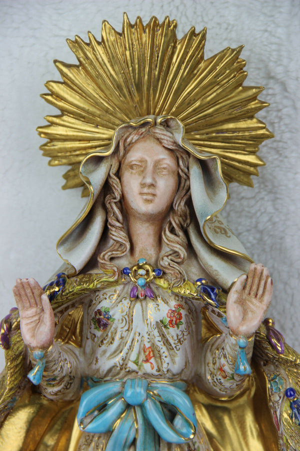 PATTARINO school XL MAdonna terracotta polychrome statue italian 1950 Religious