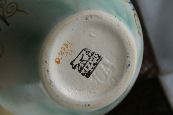 Rare Boch Freres Keramis Catteau Art deco Belgian Vase parrot birds D2781