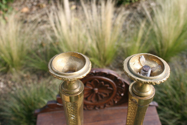 Pair Antique French brass angels Putti angel sidetable paws