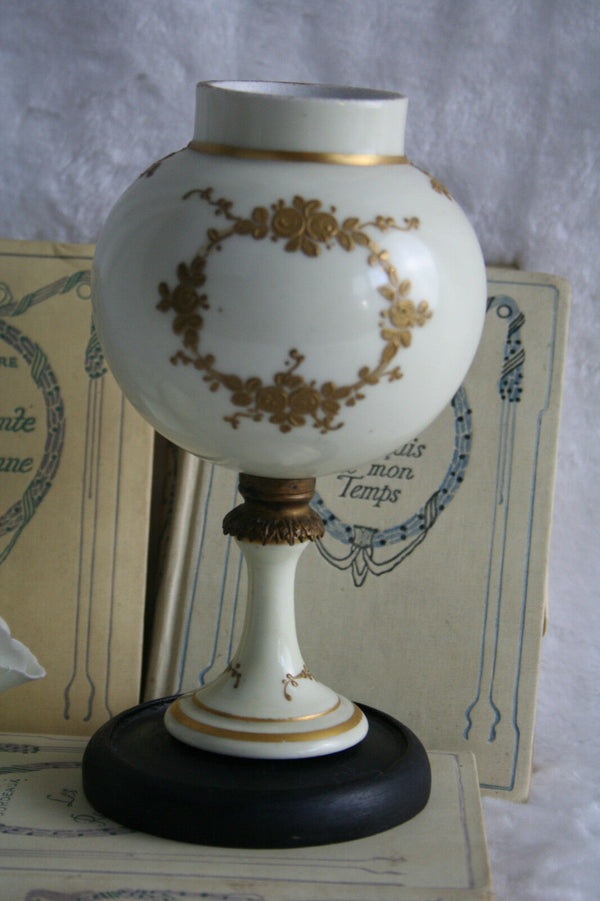 SEVRES porcelain marked Vase on wood base France 19th c romantic victorian