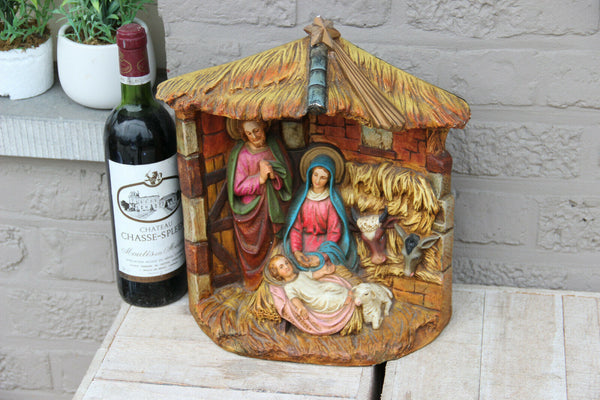 Antique french religious nativity christmas statue jesus group 1920 chalkware