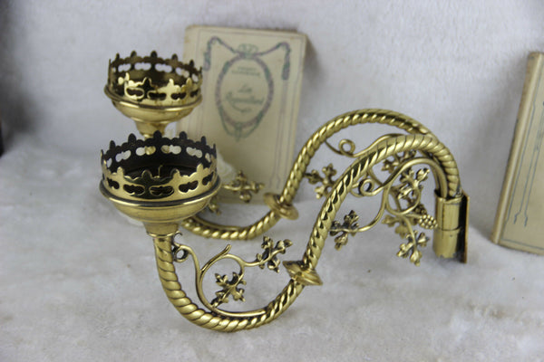NEO gothic Metal gold gilt Church religious wall candle holder