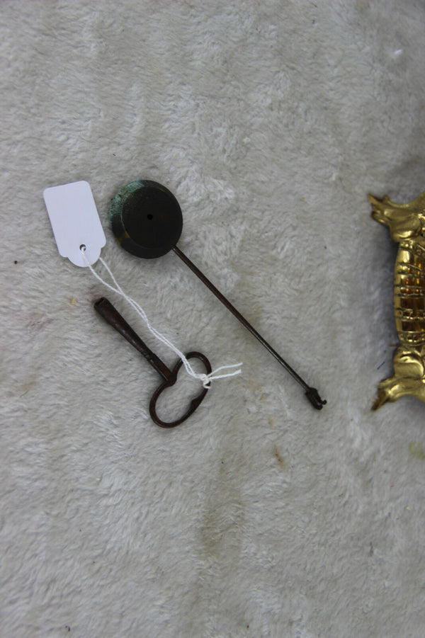 French Vintage Faience art nouveau design Clock dragon brass handles