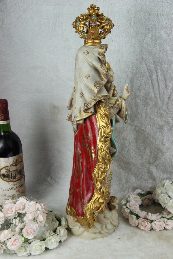 Large PAttarino School Madonna jesus putti angels statue terracotta italian 60s