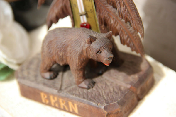 Antique hand Black forest wood carved swiss bear statue