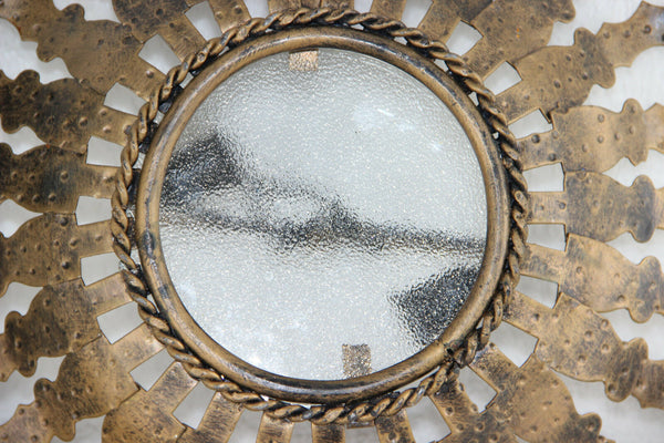 Mid century Retro Metal leaves Sunburst wall lamp sconce 1970's