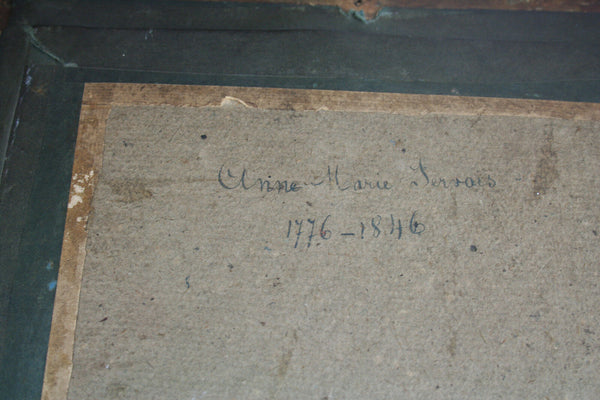 PAIR antique 1834 signed french antique drawing portraits lady man monogrammed