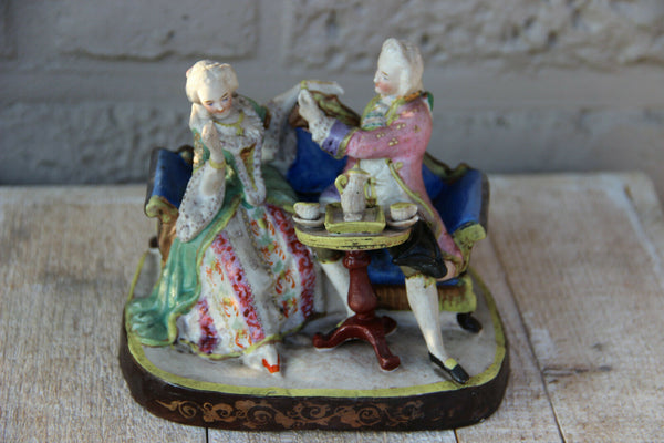 Antique german porcelain romantic victorian group statue figurines