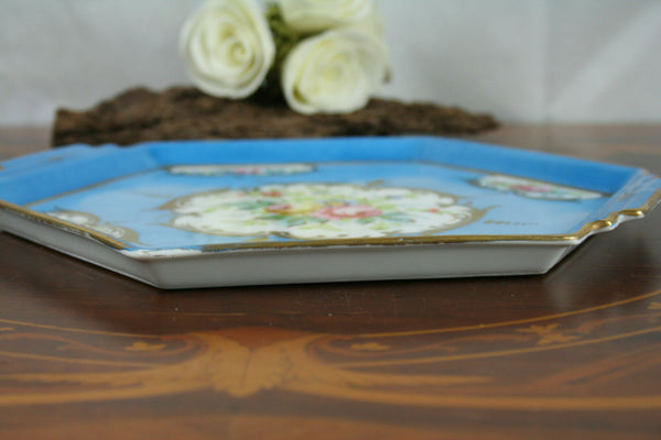 Antique French marked Porcelain Plate pie presentation tray hand paint 1900