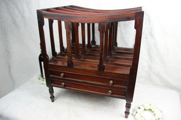 English Canterbury wood carved Magazine rack with drawers