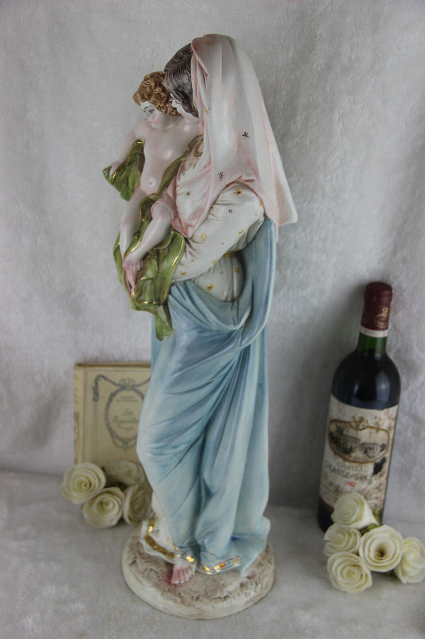 Huge Capodimonte italian porcelain MAdonna child marked 1960's