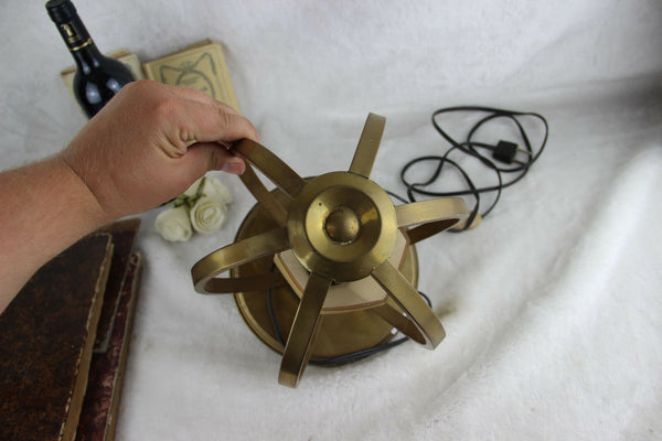 Art deco 1930 French antique table lamp copper geometric form rare