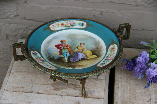 Gorgeous antique French SEVRES porcelain marked centerpiece bowl louis XVI frame