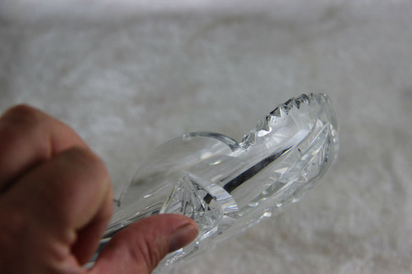 Bohemian Czech EGERMANN crystal glass diamond cut clear serving tray plate cake