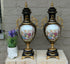 PAIR Cobalt blue porcelain Vases victorian romantic scenes marked 1960