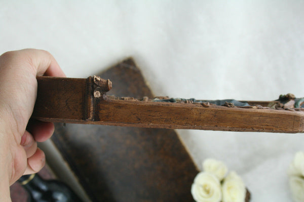 Flemish Ceramic wall madonna polychrome snake marked religious