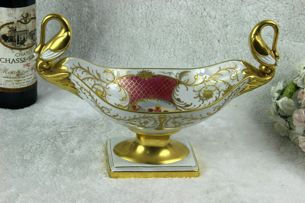 Vintage German Centerpiece bowl romantic victorian swan handles coupe