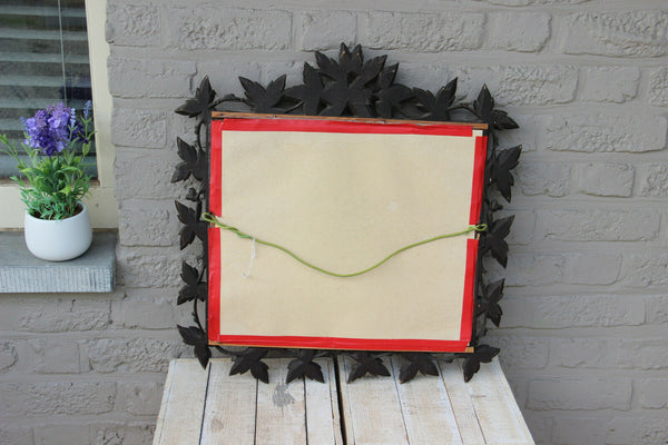 German black forest wood carved leaf wall mirror