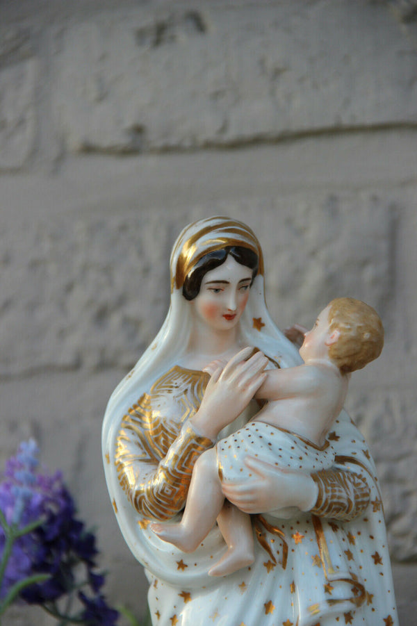 LARGE Antique vieux paris porcelain Madonna religious figurine
