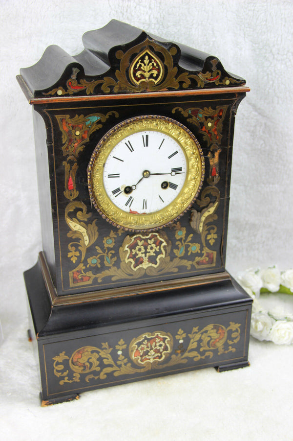 Antique French NAPOLEON III mantel clock inlaid 1880