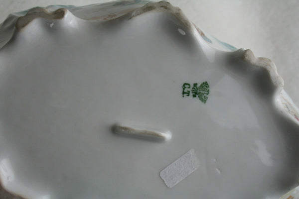 Antique 1900 CT tielsch Porcelain marked bowl shell fish  hand paint