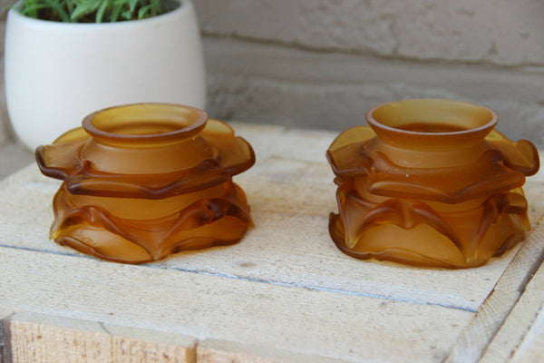 PAIR antique French Amber colour Glass tulip shade replacement chandelier