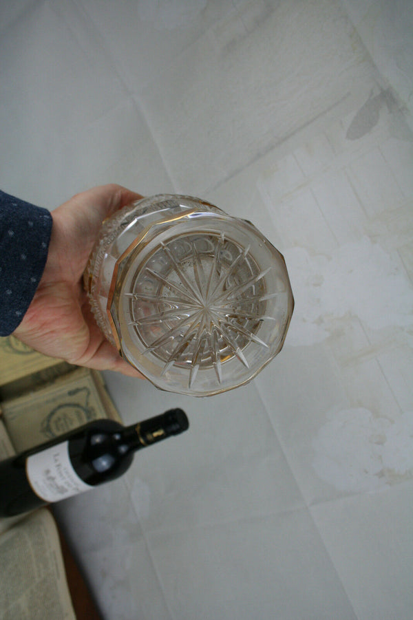 Gorgeous CRYSTAL CZECH Bohemian Vase enameled Encrusted flowers