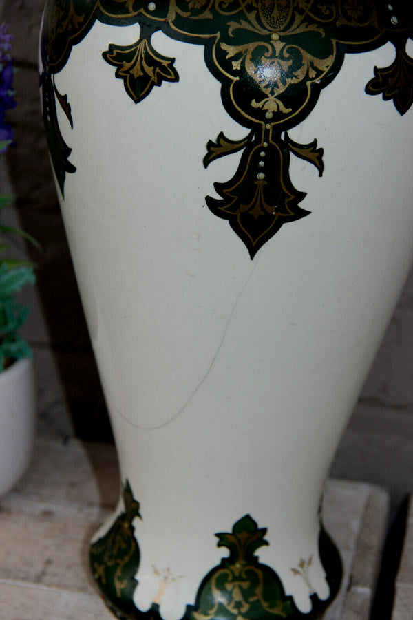 Antique ART DECO BOCH BFK marked ceramic Vase Enamel decor