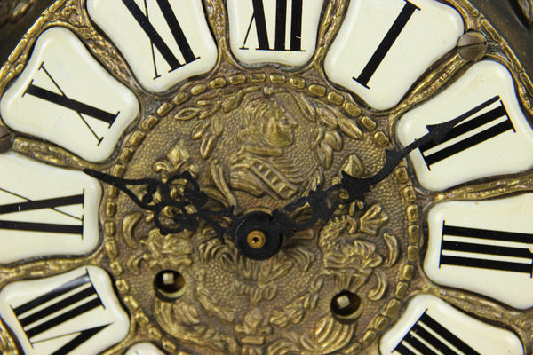 Black forest metal bronze gold gilt wall clock hunting trophy hunt bird fish