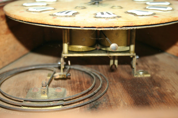French ' Oeil de boeuf' wall clock 1880 oil on copper marine painting rare