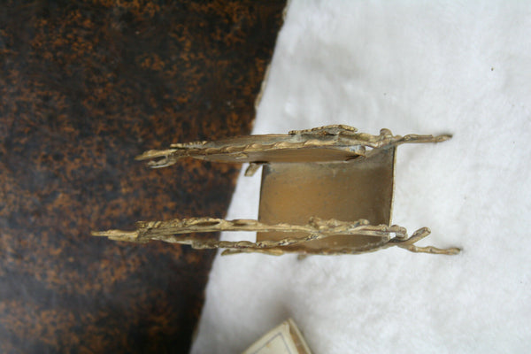 Gorgeous Antique French Brass Wedgwood porcelain plaque letter holder 1900