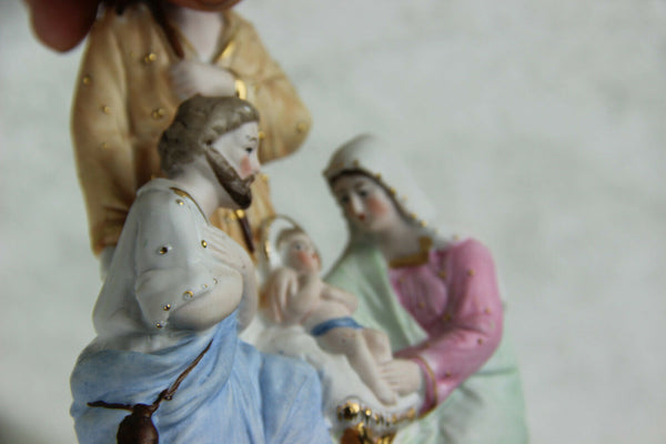 Antique German porcelain nativity holy family Jesus religious statue group
